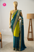 Pure Mysore Crepe Silk Saree-Half And Half pattern-Olive green And Tealblue- PA56238