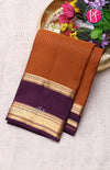 Half Pure Kanchipuram Silk Saree-Rust Orange with Deep Purple-PF68724