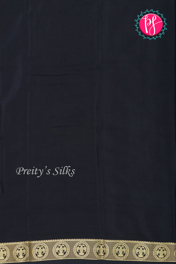 Pure Mysore Crepe Silk Saree-Gandaberunda Self-Black-PA29132