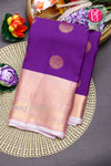 Half Pure Kanchipuram Silk Saree-Purple With Ligth Pink-PF81414