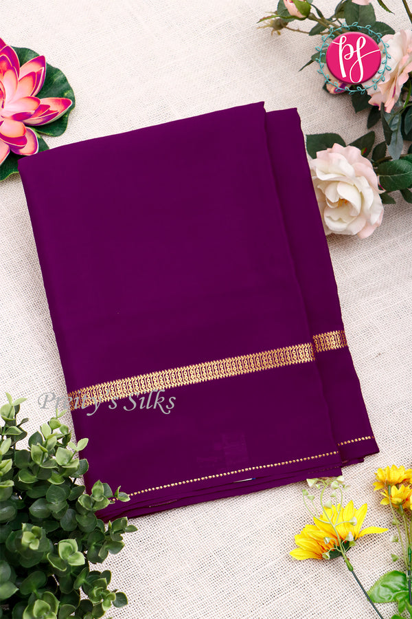 Pure Mysore Crepe Silk Saree-Deep Purple-PA19482