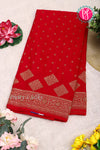 Pure Banarasi Crepe Silk Saree-Red-PA22100