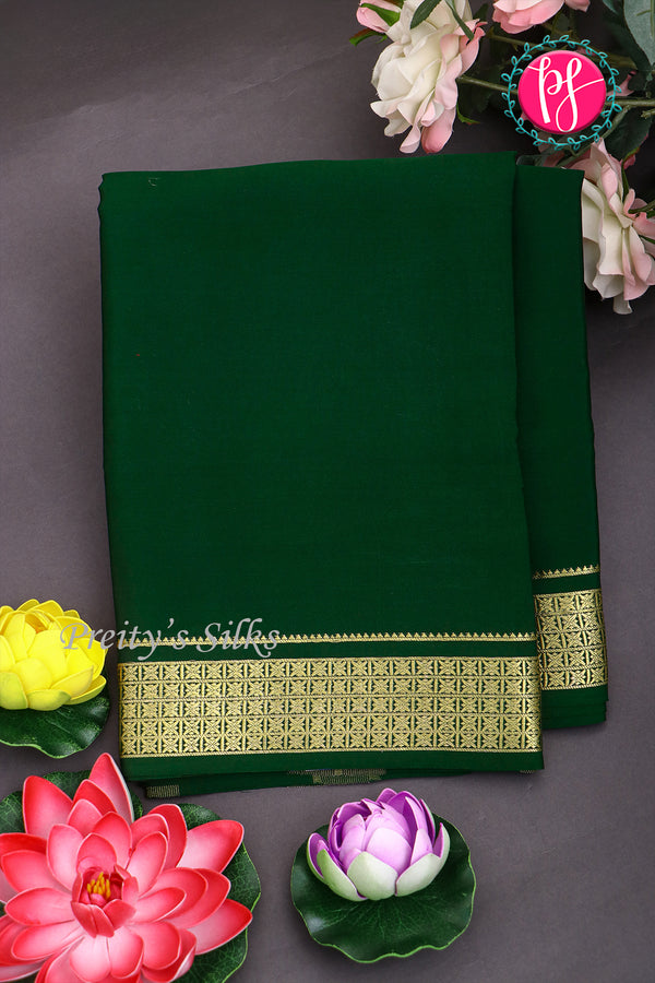 Pure Mysore Crepe Silk Saree-Bottlegreen-PA20890