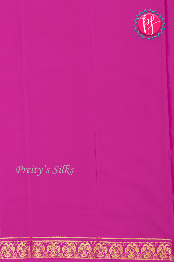 Pure Mysore Crepe Silk Saree-Gandaberunda Border-Mejentapink-PA26362