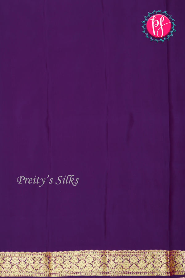 Pure Mysore Crepe Silk Saree-Pastelblue And Purple-PA46832