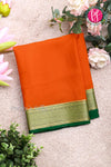 Pure Mysore Crepe Silk Saree -Orange And Bottlegreen-PF82724