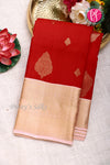 Pure Kanchipuram Silk Saree-Red And lightpink-PF81272