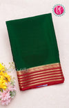 Pure Mysore Crepe Silk Saree-Green And Red-PF66896