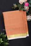 Pure Mysore Crepe Silk Saree -Pastel orange And White-PA09448