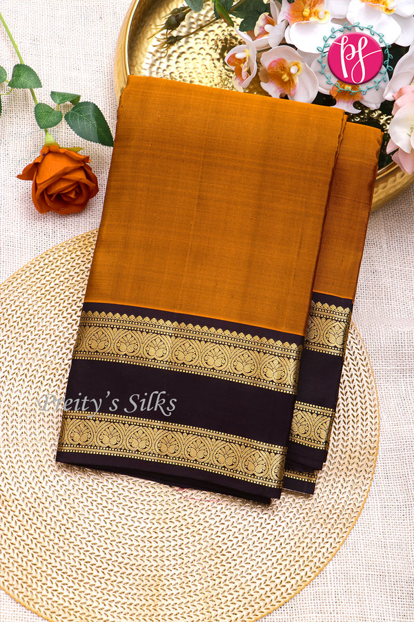 Pure Kanchipuram Silk Saree-Light brown And Darkbrown-PF45411