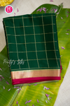 Pure Mysore Crepe Silk Saree-Bottlegreen And Mejentapink- PA56111