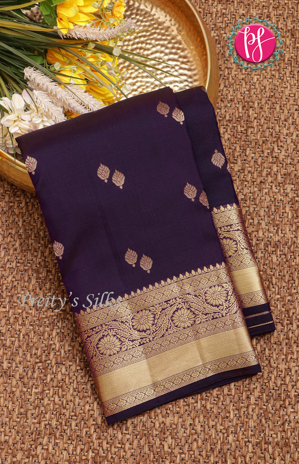 Pure Kanchipuram Silk Saree-Dark Purple-PF59192