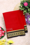 Pure Mysore Crepe Silk Saree-Red And Black-PA19913