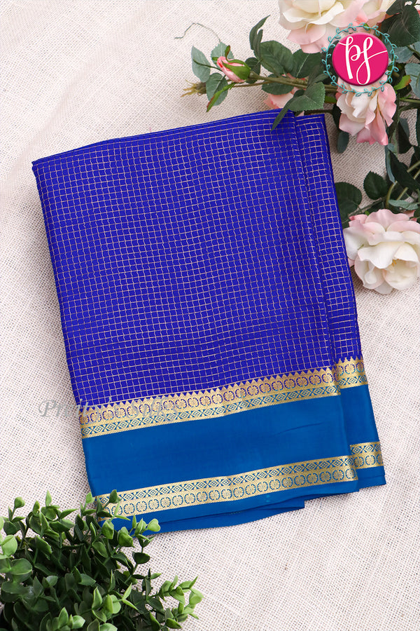 Pure Mysore Crepe Silk Saree -Royalblue And Blue-PF86048