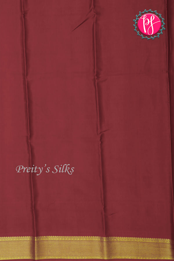 Pure Mysore Crepe Silk Saree-Parrotgreen And Marron-PA22316