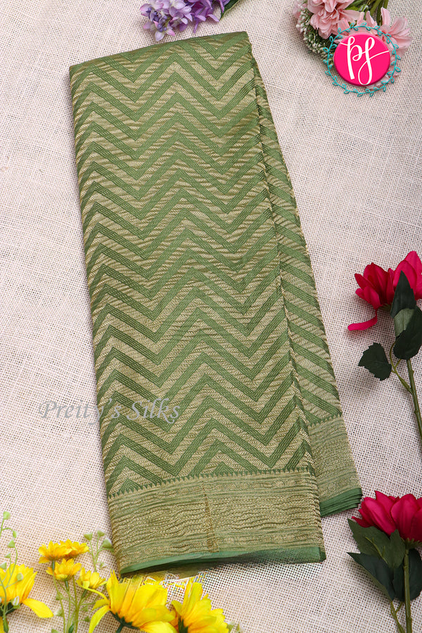 PURE KADDI BANARASI GEORGETTE SILK SAREE-Pastelgreen-PA23860