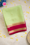 Pure Mysore Crepe Silk Saree-Pistagreen And Darkpink-PA56208