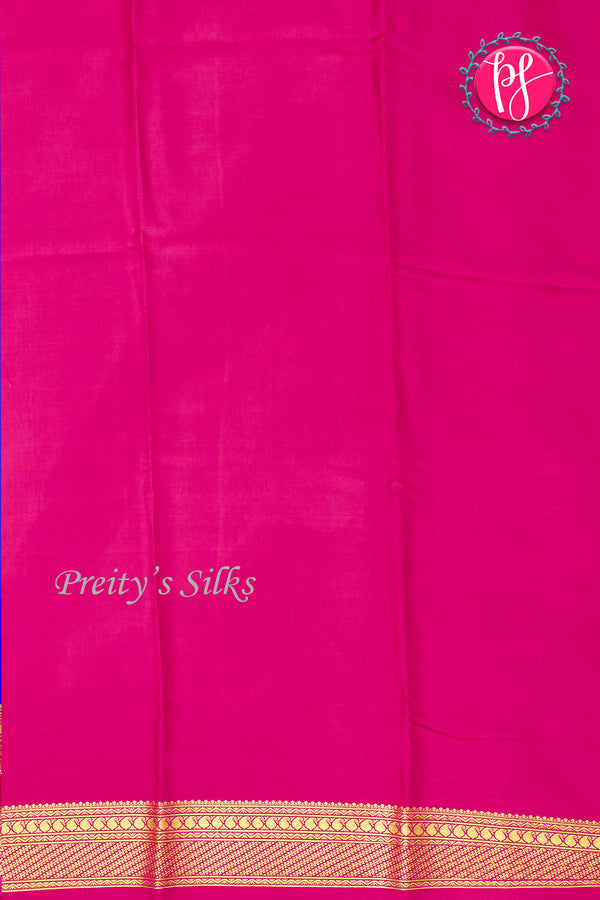 Pure Mysore Crepe Silk Saree-Royalblue And Pink-PA22436