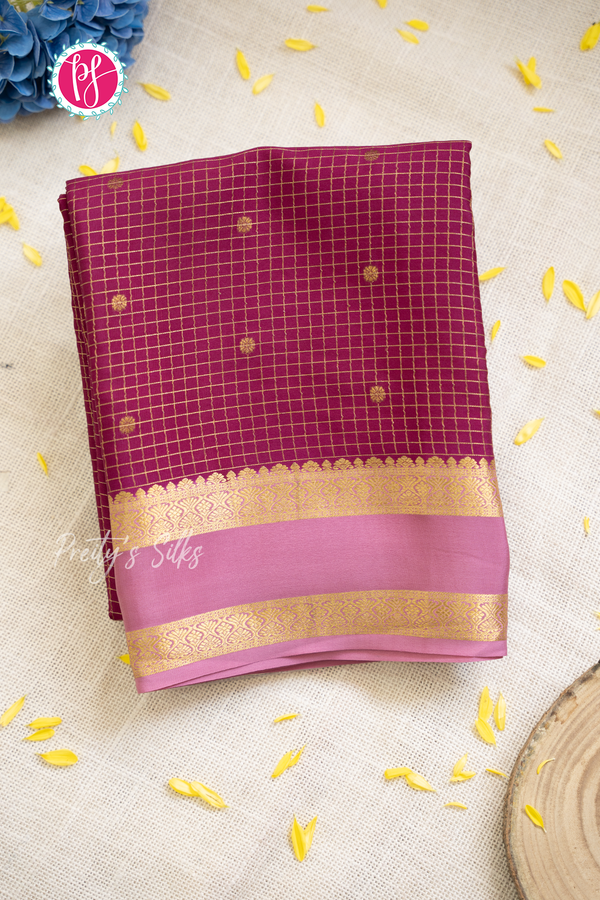 Pure Mysore Crepe Silk Saree-Deepmejentapink And Onionpink- PA56208