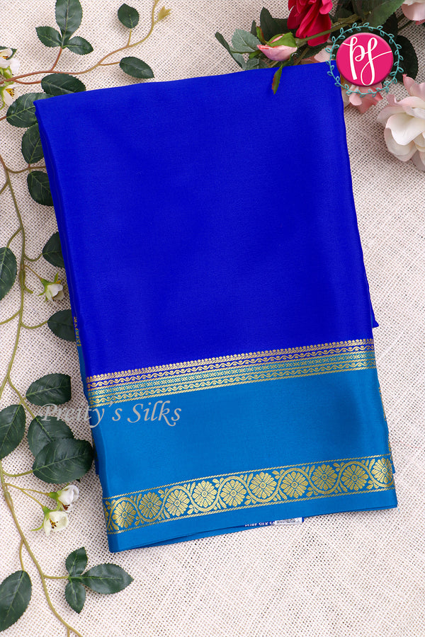 Pure Mysore Crepe Silk Saree -Royalblue And Blue-PF82493