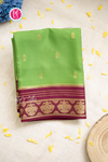 Pure Mysore Crepe Silk Saree-Parrotgreen And Marron-PA56162