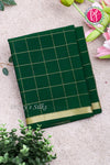 Pure Mysore Crepe Silk Saree (With singlechecks) -Bottlegreen-PA10730