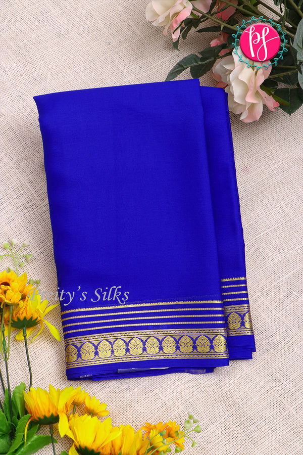 Pure Mysore Crepe Silk Saree-Royalblue-PA21845