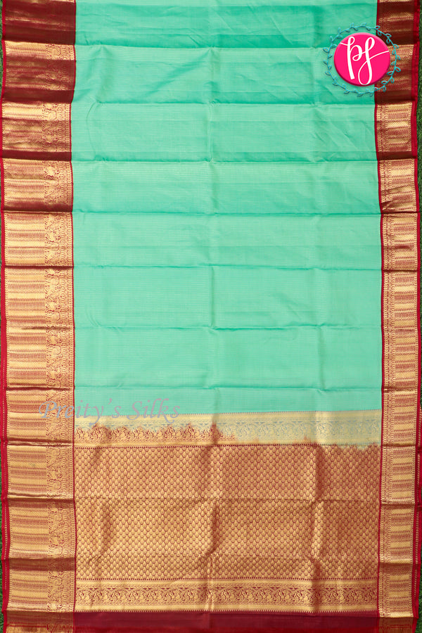 Pure Kanchipuram Silk Saree-Pistagreen And Marron-PA23597