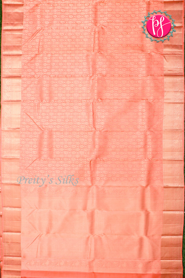 Pure Kanchipuram Silk Saree-Peach-PA25431