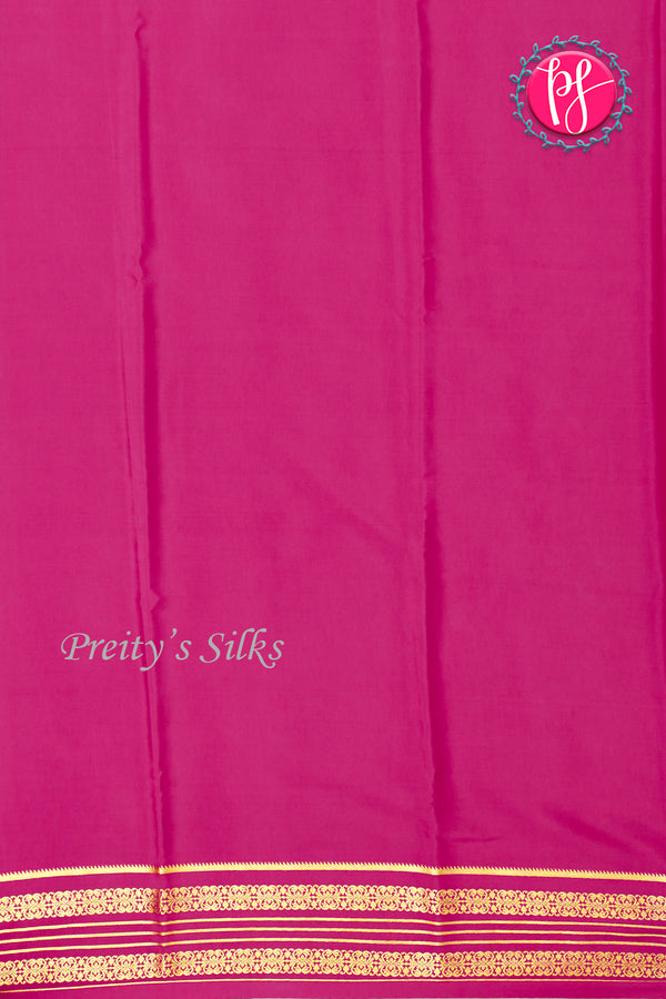 Pure Mysore Crepe Silk Saree-Green And Pink- PA34176
