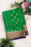 Pure Mysore Crepe Silk Saree -Green And Navyblue-PA01164