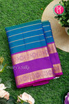 Pure Kanchipuram Silk Saree-Blue And Purple-PA20294