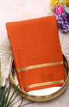 Pure Mysore Crepe Silk Saree With Bentex Border-Orange-PF46788