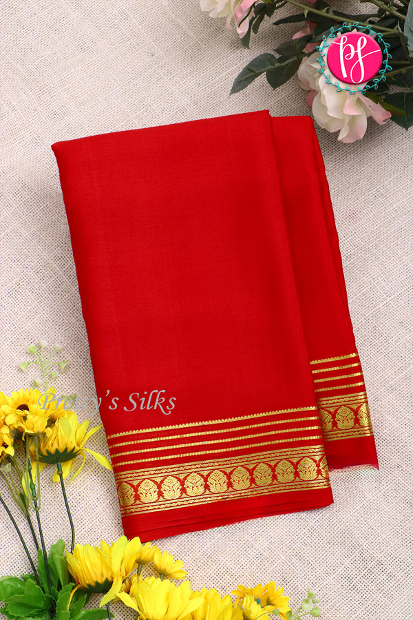 Pure Mysore Crepe Silk Saree-Red-PA21845