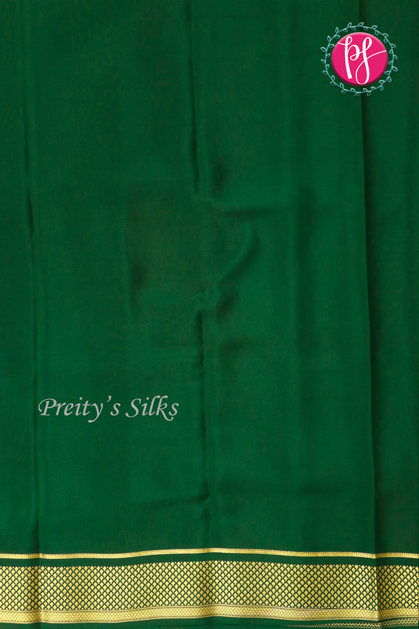 Pure Mysore Crepe Silk Saree -Mustardyellow And Bottlegreen-PA10699