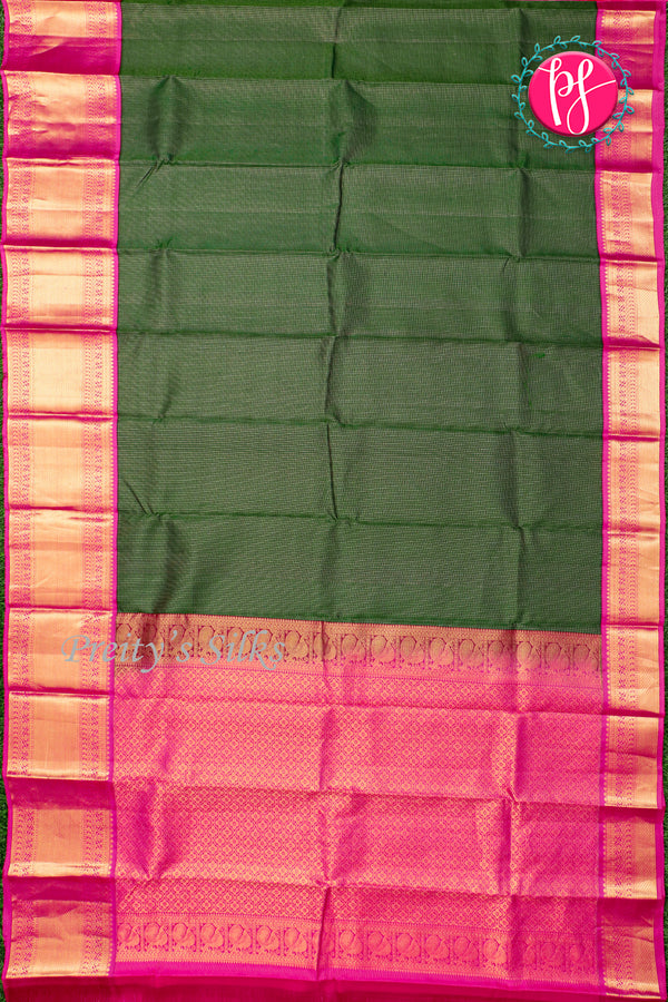 Pure Kanchipuram Silk Saree-Green And Pink-PA23602
