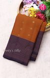 Pure Kanchipuram Silk Saree-Rust Orange With Deep Purple-PF68716