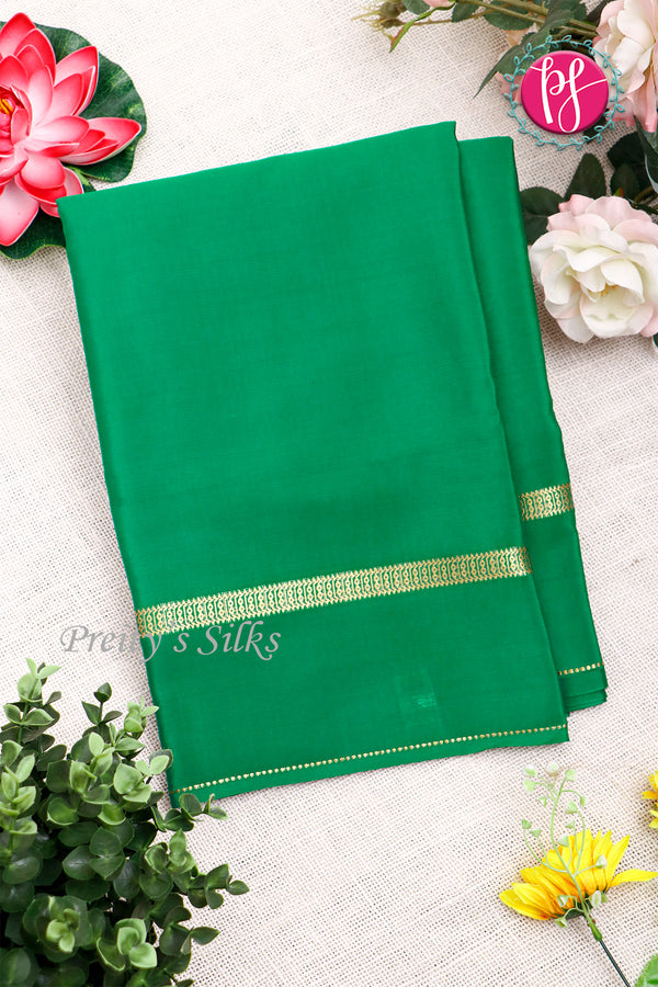 Pure Mysore Crepe Silk Saree-Green-PA19482