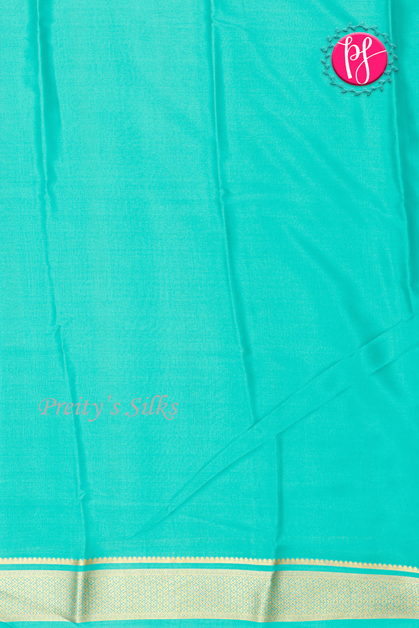 Pure Mysore Crepe Silk Saree-Navyblue And Seablue-PA28744