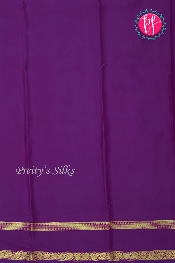 Pure Mysore Crepe Silk Saree-Olivegreen And Purple- PA22264
