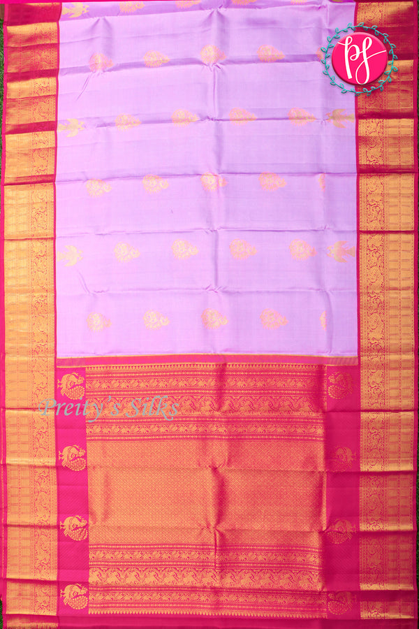 Pure Kanchipuram Silk Saree-Lightlavender And Pink-PA26216