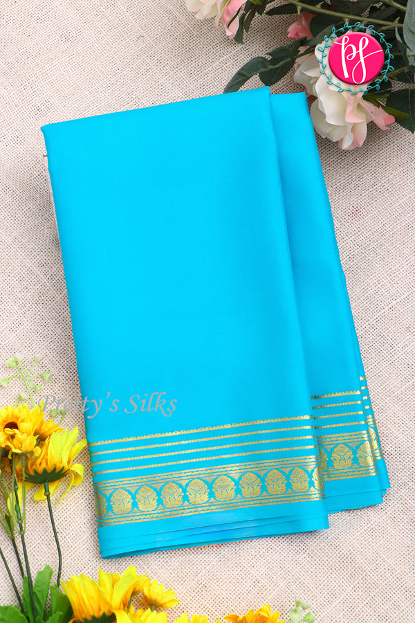 Pure Mysore Crepe Silk Saree-Ananadablue-PA21845