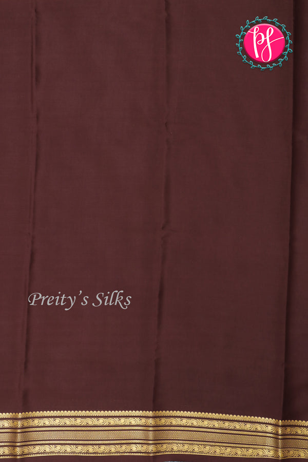 Pure Mysore Crepe Silk Saree-Saffron And Chocolatebrown-PA28981