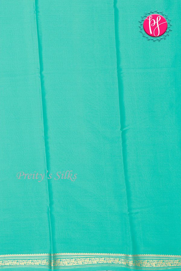 Pure Mysore Crepe Silk Saree-Navyblue And Seablue- PA28638