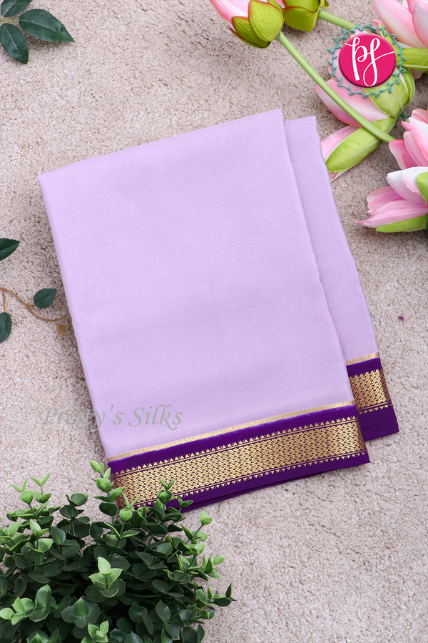 Pure Mysore Crepe Silk Saree -Lilac And Purple-PA10650