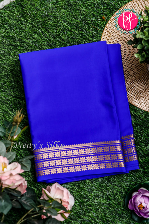 Pure Mysore Crepe Silk Saree-Royalblue-PA19578