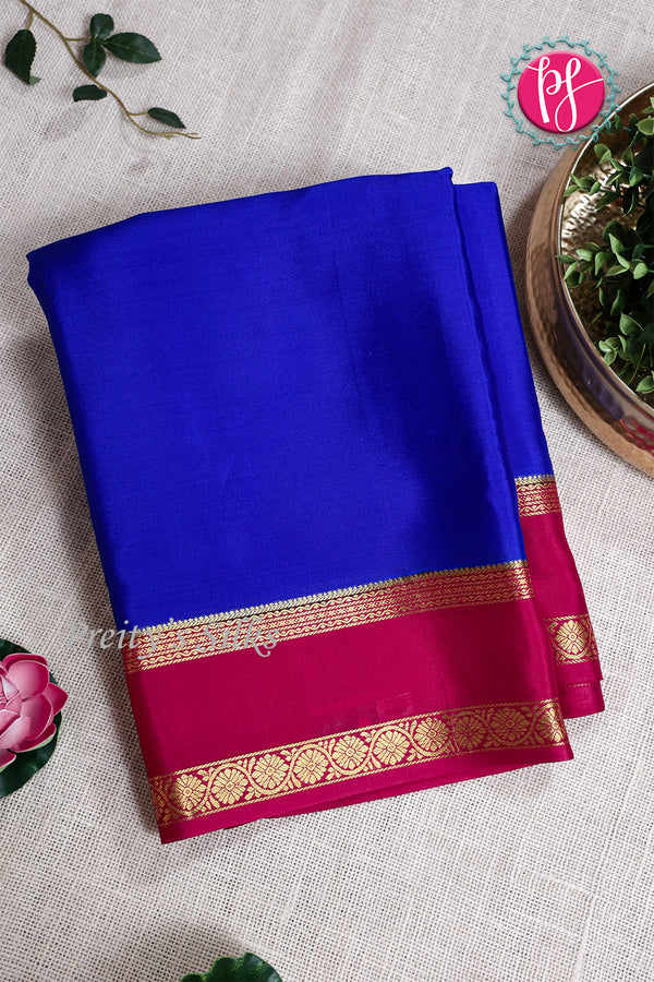 Pure Mysore Crepe Silk Saree -Royal blue And Mejentapink-PF82488
