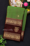Pure Kanchipuram Silk Saree-Olivegreen And Chcolategreen-PA23514