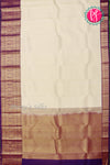 Half Pure Kanchipuram Silk Saree-White And Purple-PA25826