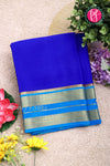 Pure Mysore Crepe Silk Saree-Royalblue And Skyblue-PA19929